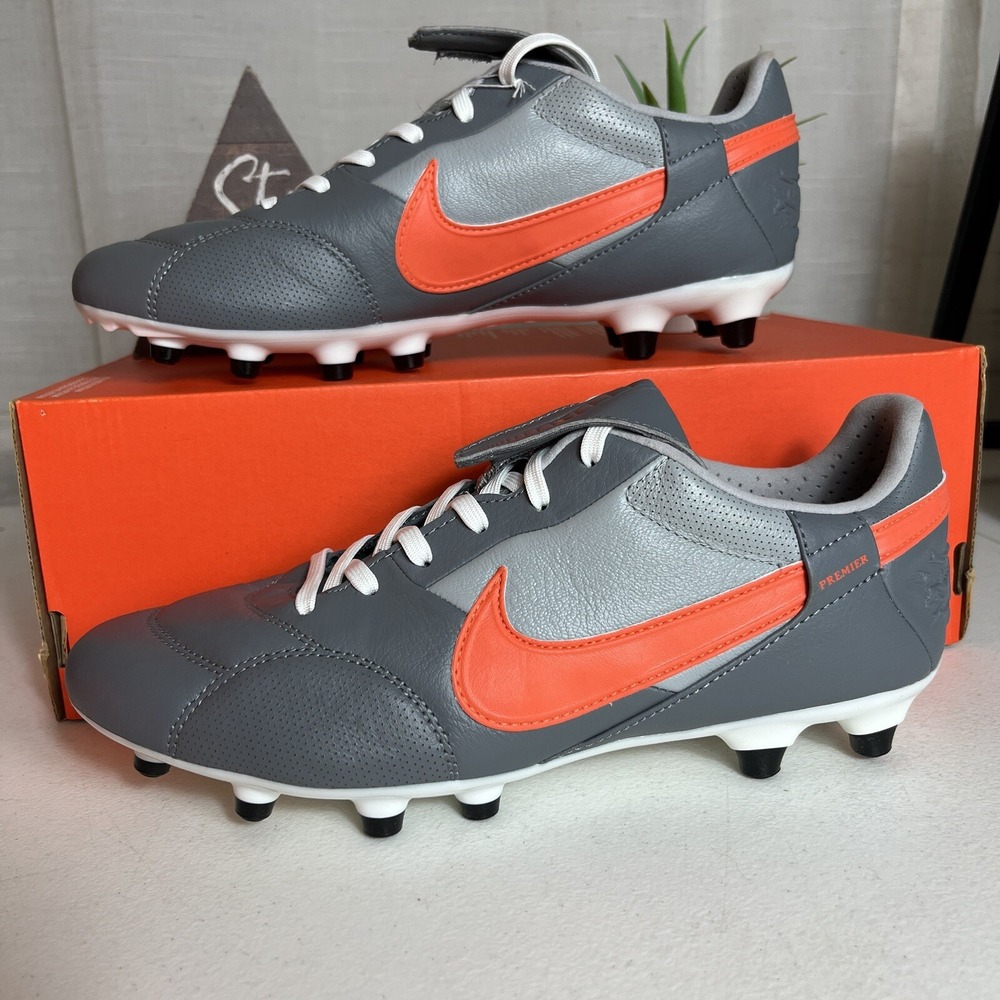 Nike Premier III FG Soccer Cleats Men Size 6 / Women Size 7.5 Smoke Grey Orange